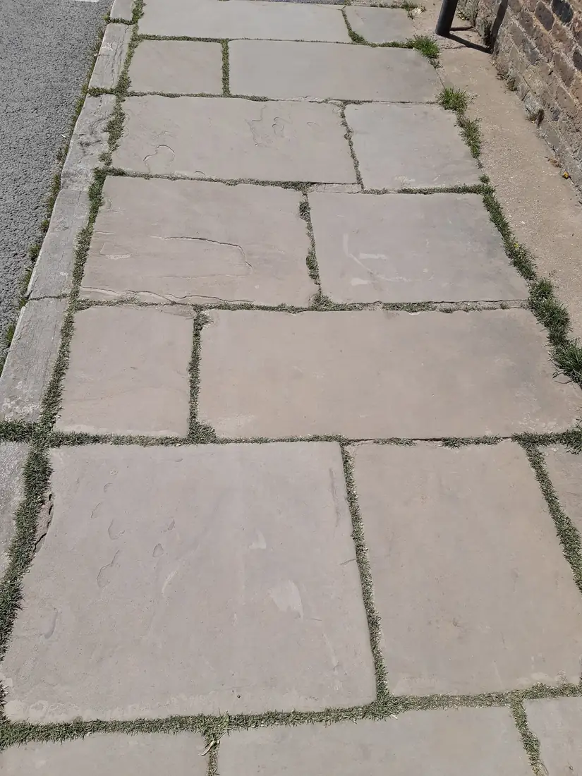 York stone paving flags laid along a path